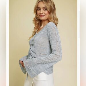 Mystree Adjustable Drawstring Detail Sweater in Denim blue Size large